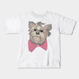 Yorkshire Terrier with a pink bow Kids T-Shirt